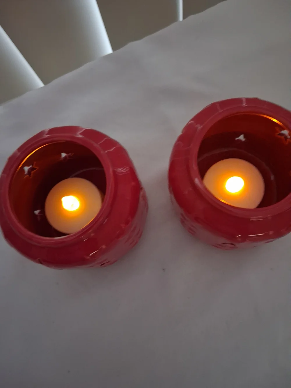 Red Ceramic Tea Light Holders - Home Accents Stars